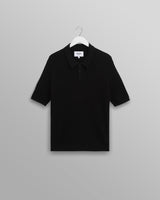 wax london men's Naples - Black Diamond Stripe Knitted Polo