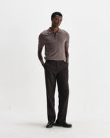 wax london men's Naples - Brown Marl Worsted Wool Knitted Polo