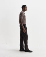 wax london men's Naples - Brown Marl Worsted Wool Knitted Polo
