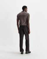 wax london men's Naples - Brown Marl Worsted Wool Knitted Polo