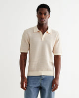 Naples - Natural Mini Geometric Knitted Polo