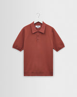 wax london men's Naples - Rust Retro Diamond Knitted Polo