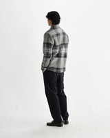 wax london men's Nolan - Grey And Blue Check Wool Overshirt