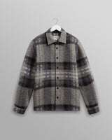 wax london men's Nolan - Grey And Blue Check Wool Overshirt
