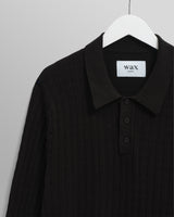 wax london men's Oban - Black Diamond Stripe Knitted Polo