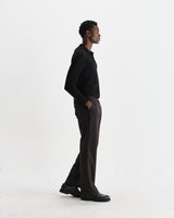 wax london men's Oban - Black Worsted Wool Knitted Polo