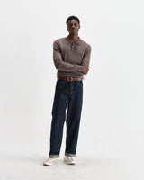 wax london men's Oban - Brown Marl Worsted Wool Knitted Polo