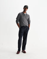 wax london men's Oban - Grey Marl Diamond Stripe Knitted Polo