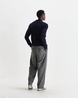 wax london men's Oban - Navy Diamond Stripe Knitted Polo