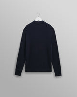 wax london men's Oban - Navy Diamond Stripe Knitted Polo
