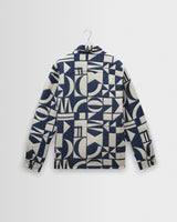 wax london men's Otto - Blue And Ecru Quilted Jacquard Overshirt