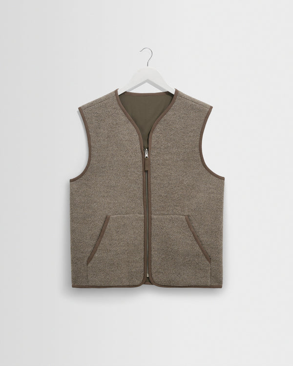 wax london men's Paragon - Natural Reversible Nylon And Wool Gilet