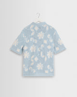 wax london men's Porto - Pale Blue Doodle Crochet Knitted Shirt