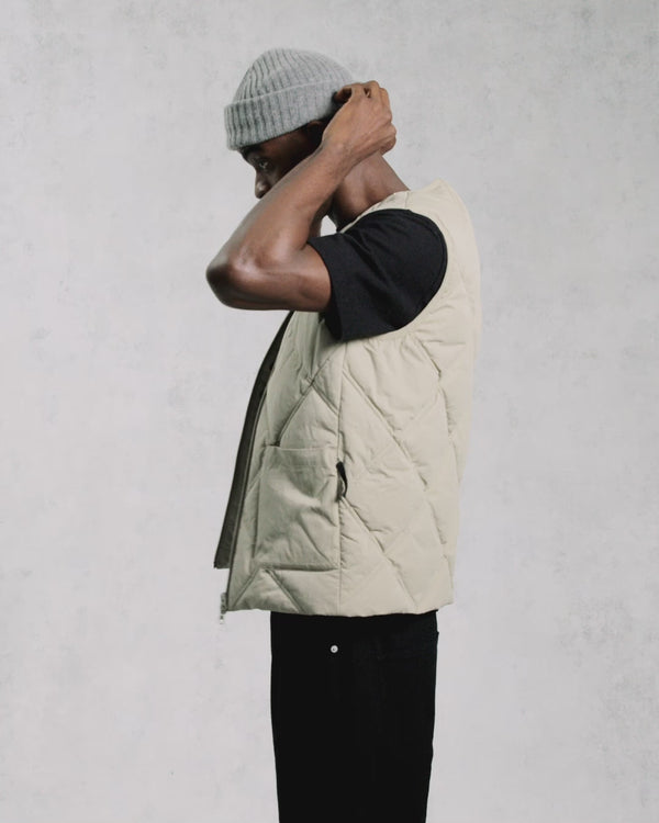 Skye - Khaki Quilted Nylon Gilet