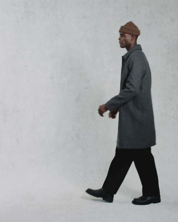 Stan - Charcoal Twill Wool Car Coat