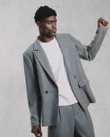 Gekko - Charcoal Grey Pinstripe Wool Blazer