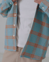 Whiting Overshirt Teal/Orange Grid Check