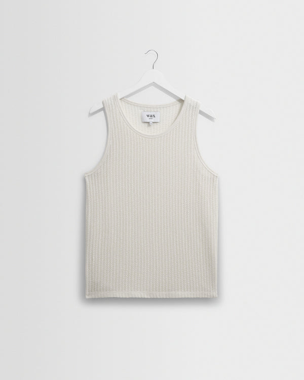 wax london men's Prim - Ecru Open Knit Vest