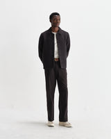 wax london men's Rockley - Black Floral Quilted Cotton Overshirt