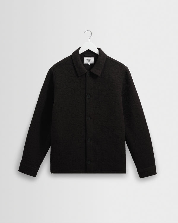 wax london men's Rockley - Black Floral Quilted Cotton Overshirt
