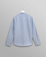 wax london Rove - Blue Striped Cotton Seersucker Shirt