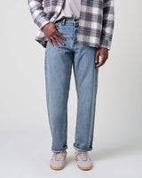 wax london men's Russell - Blue Wash Selvedge Straight Fit Denim Jeans