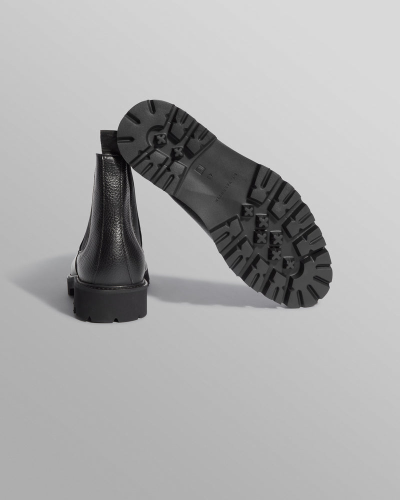 wax london S.T. Valentin - Black Grained Leather Chelsea Boots
