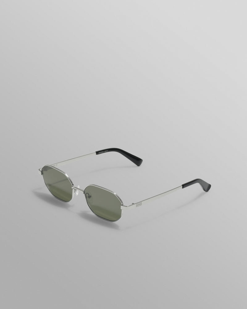 wax london Savona - Silver Metal Rectangular Sunglasses