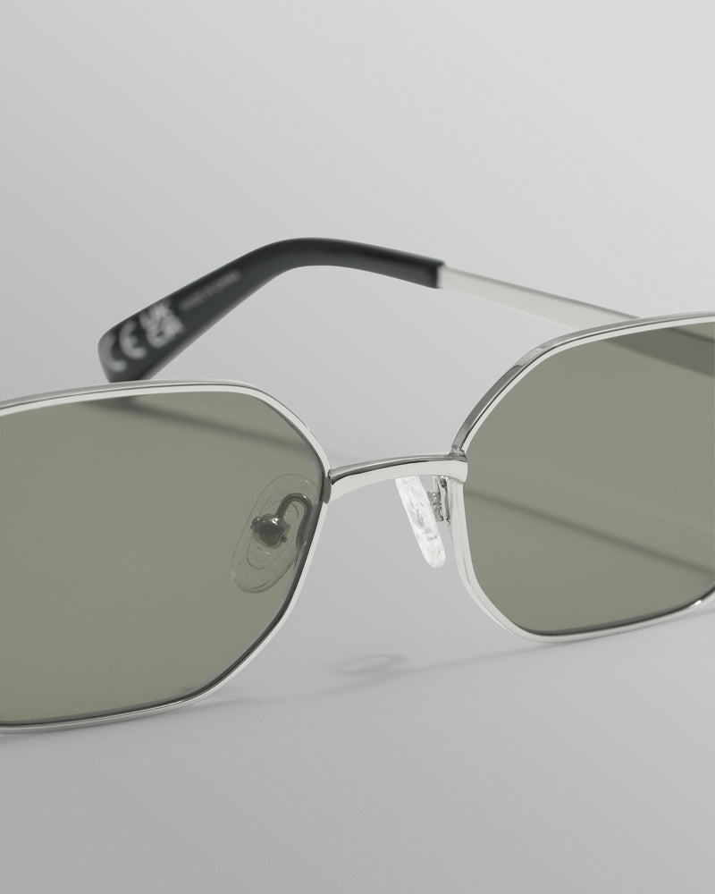 wax london Savona - Silver Metal Rectangular Sunglasses