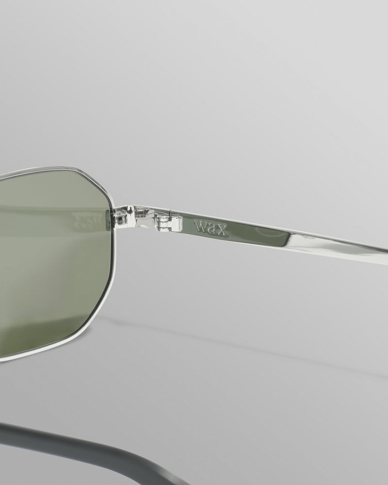 wax london Savona - Silver Metal Rectangular Sunglasses