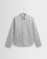 wax london men's Shelly - Light Blue Dobby Stripe Cotton Shirt