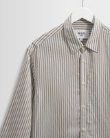 wax london men's Shelly - Sage Viscose Stripe Shirt