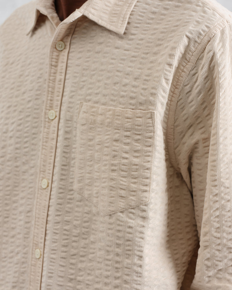 wax london Shelly - Stone Seersucker Corduroy Shirt