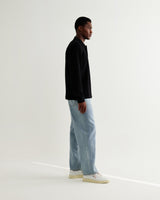 wax london men's Shore - Black Textured Long-Sleeve Polo Shirt