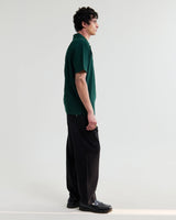 wax london men's Shore - Bottle Green Textured Short-Sleeve Polo Shirt