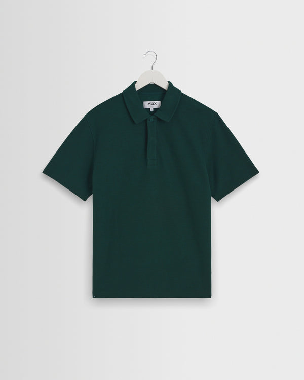 wax london men's Shore - Bottle Green Textured Short-Sleeve Polo Shirt