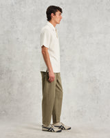 wax london men's Shore - Ecru Textured Organic Cotton Polo Shirt