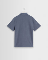 wax london men's Shore - Mid Blue Textured Short-Sleeve Polo Shirt
