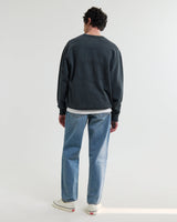 wax london men's Sidney - Washed Black Embroidered Brushed Cotton Sweatshirt
