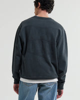 Sidney - Washed Black Embroidered Loopback Cotton Sweatshirt