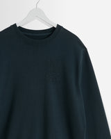 wax london men's Sidney - Washed Black Embroidered Brushed Cotton Sweatshirt
