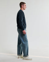 wax london men's Sidney - Washed Navy Brushed Cotton Sweatshirt