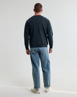 wax london men's Sidney - Washed Navy Brushed Cotton Sweatshirt