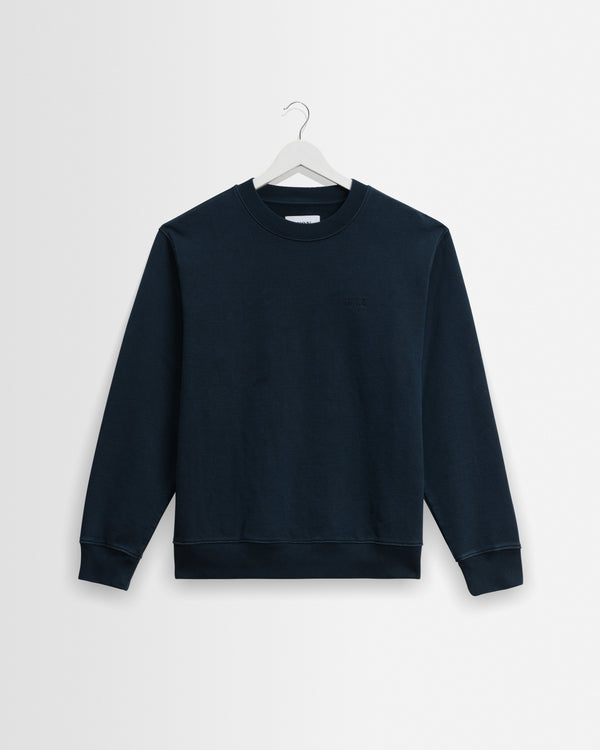 wax london men's Sidney - Washed Navy Brushed Cotton Sweatshirt