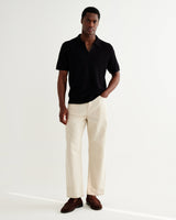 wax london men's Siena - Black Boucle Knitted Polo Shirt
