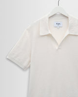 wax london men's Siena - Ecru Boucle Knitted Polo Shirt