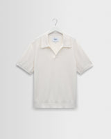 wax london men's Siena - Ecru Boucle Knitted Polo Shirt
