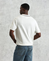 wax london men's Siena - Ecru Fine Gauge Cotton Polo