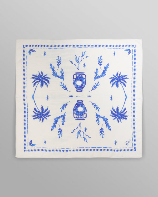 wax london Sloane - White And Blue Doodle Neck Scarf