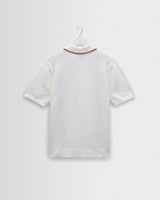 wax london men's Tellaro - Ecru And Blue Retro Embroidered Shirt